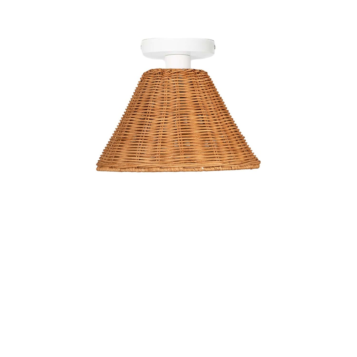 Wicker Empire Shade Button Flush Mount