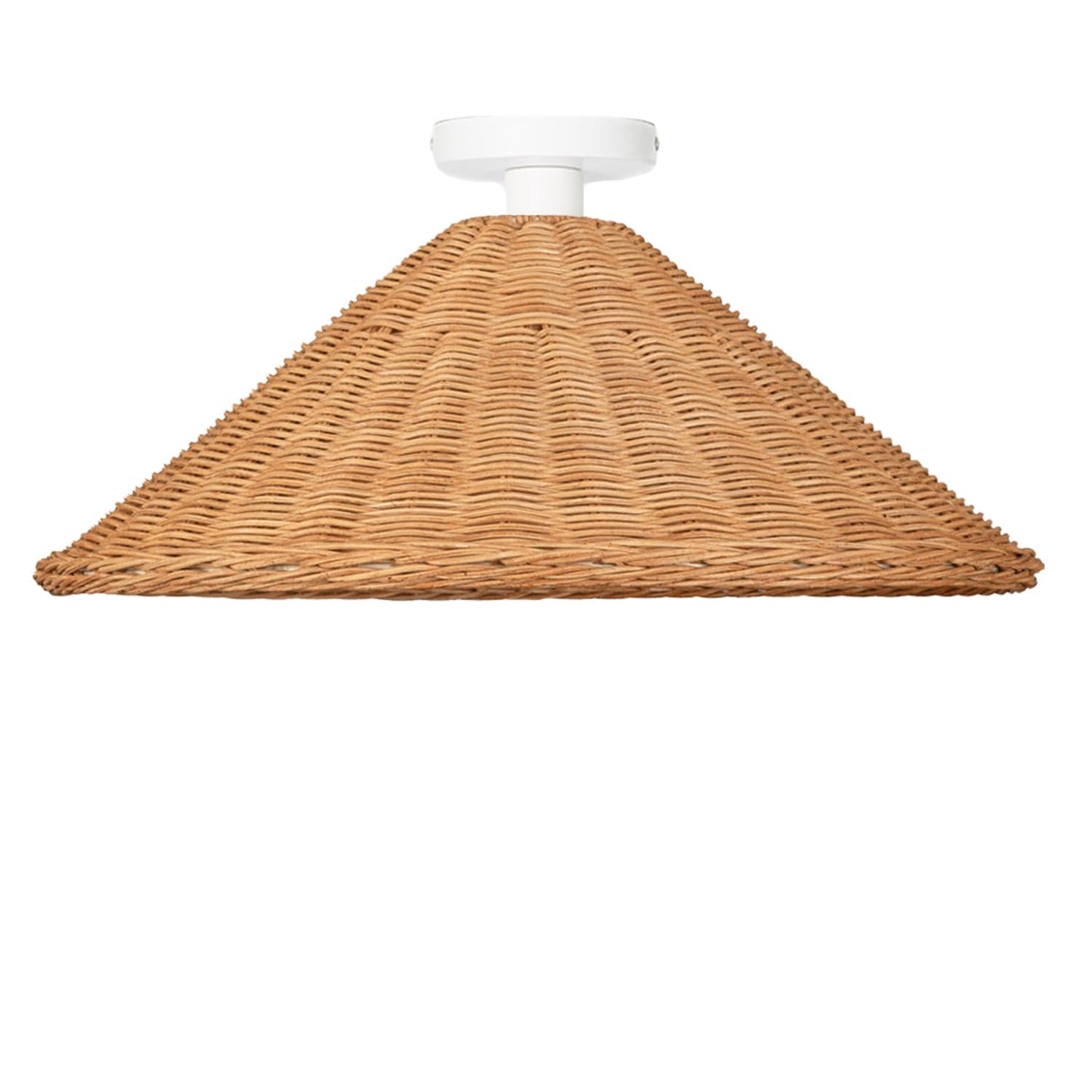 Wicker Empire Shade Button Flush Mount