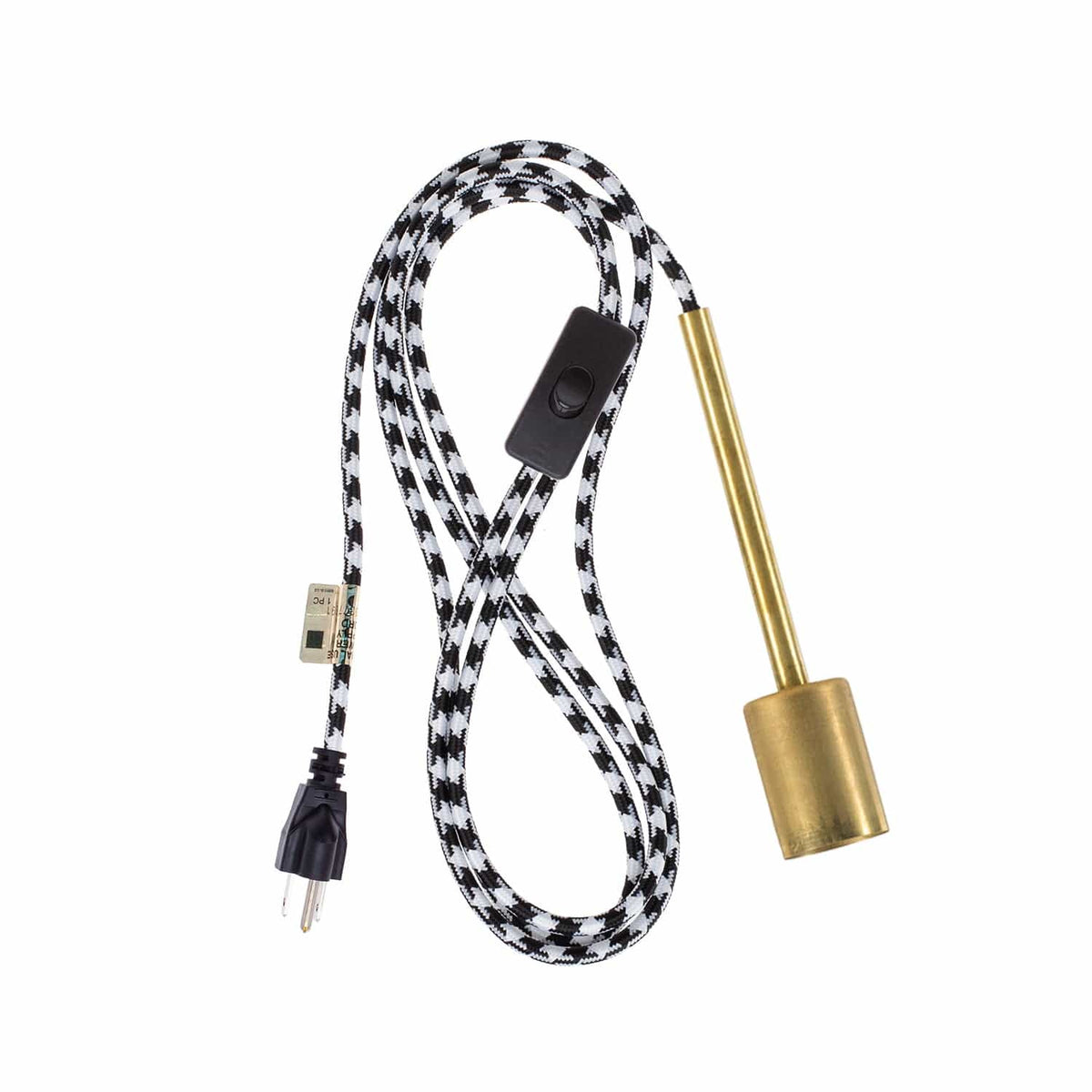 Pendulum Chroma Plug-In Cord Set Brass / Black and White Houndstooth