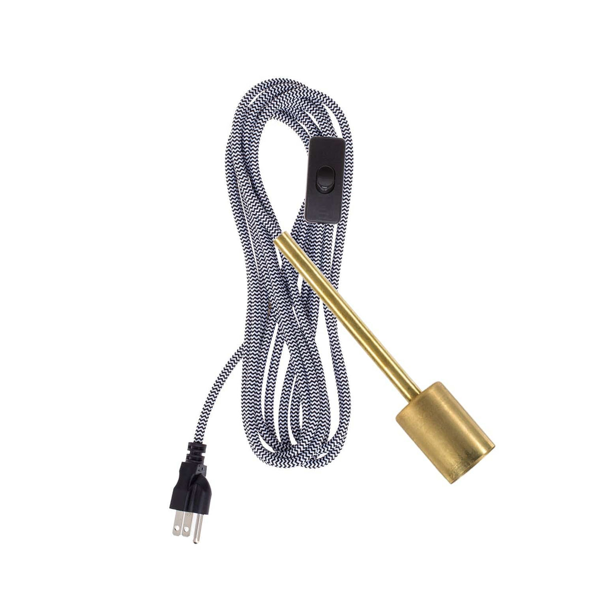 Pendulum Chroma Plug-In Cord Set Brass / Black & White ZigZag