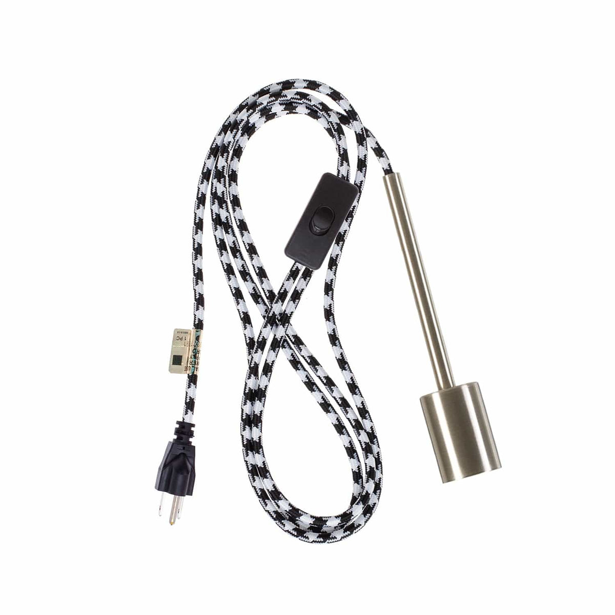 Pendulum Chroma Plug-In Cord Set Brushed Nickel / Black and White Houndstooth