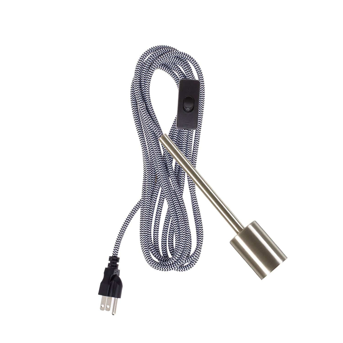 Pendulum Chroma Plug-In Cord Set Brushed Nickel / Black & White ZigZag