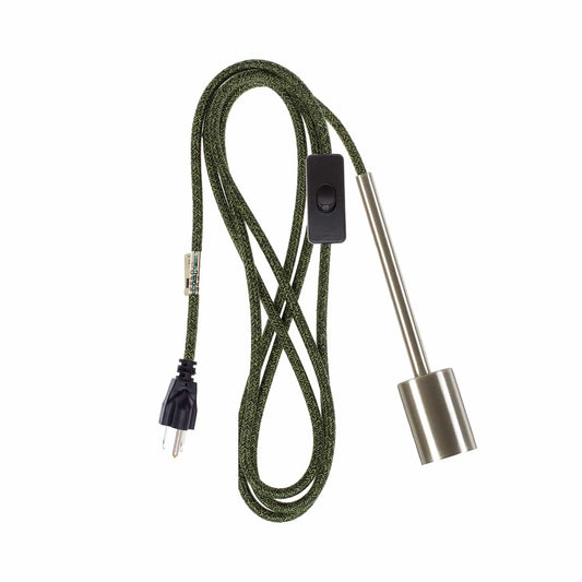 Pendulum Brushed Nickel Chroma Plug-In Cord Set Avocado Mini Tweed (Cotton Blend)