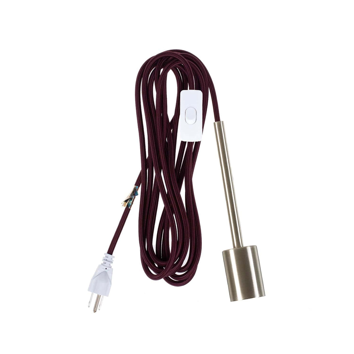 Pendulum Chroma Plug-In Cord Set Brushed Nickel / Oxblood