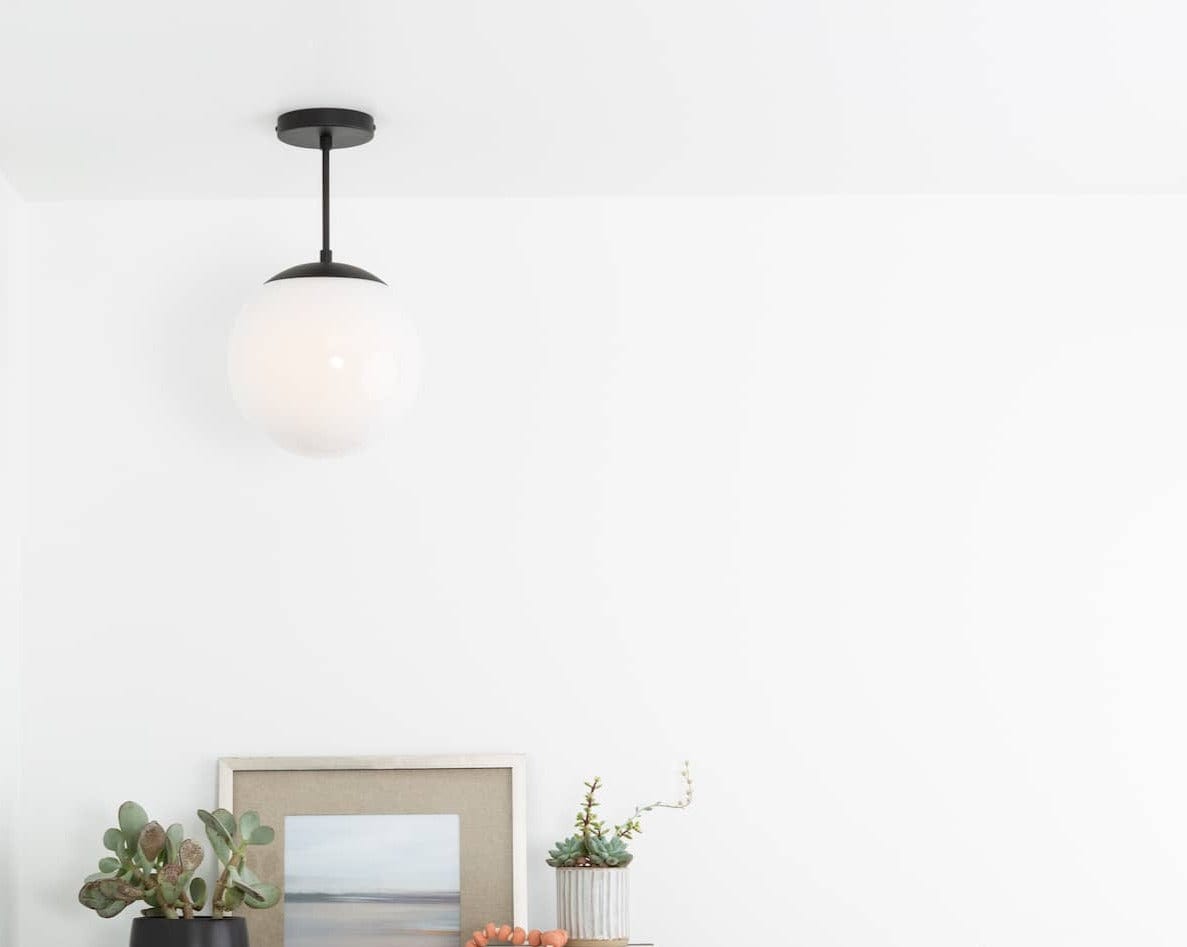 Mod Glass Globe Post Flush Mount Pendant | 6", 8", 10", 12"