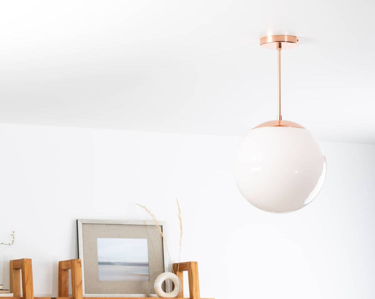 Mod Glass Globe Post Flush Mount Pendant | 6", 8", 10", 12"