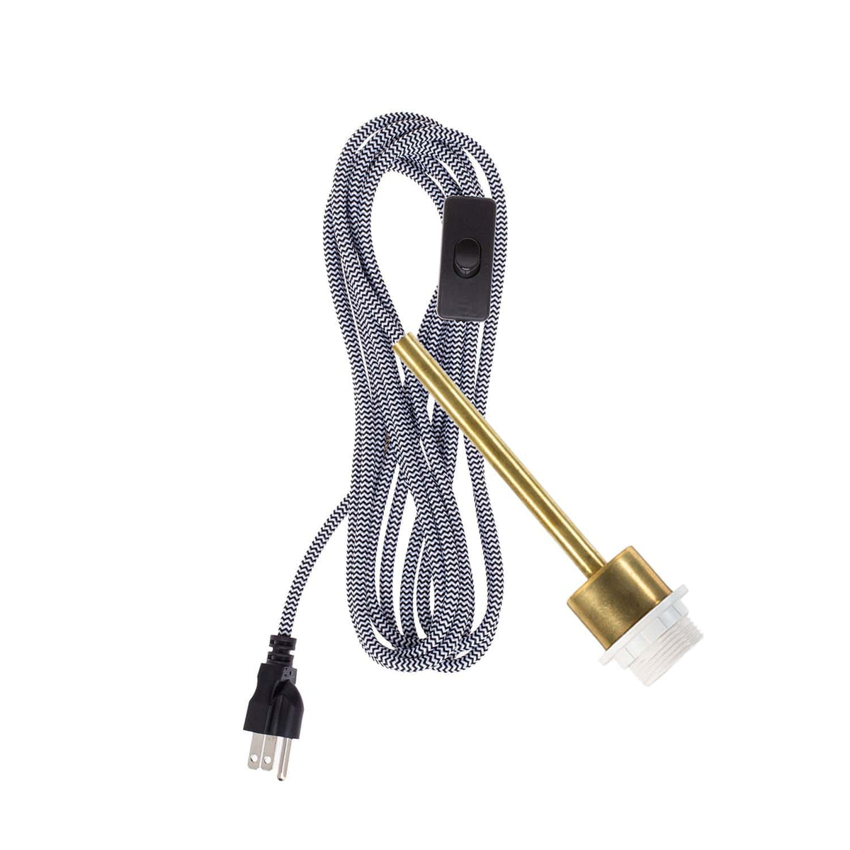 Pendulum Shade Ready Chroma Plug-In Cord Set Brass / Black & White ZigZag