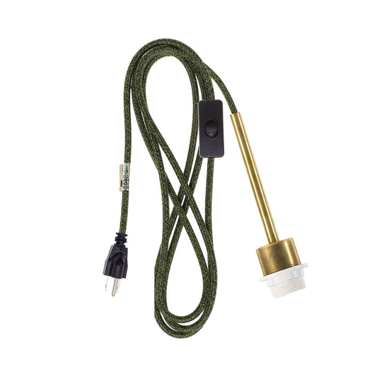 Pendulum Shade Ready Brass Chroma Plug-In Cord Set Avocado Mini Tweed (Cotton Blend)
