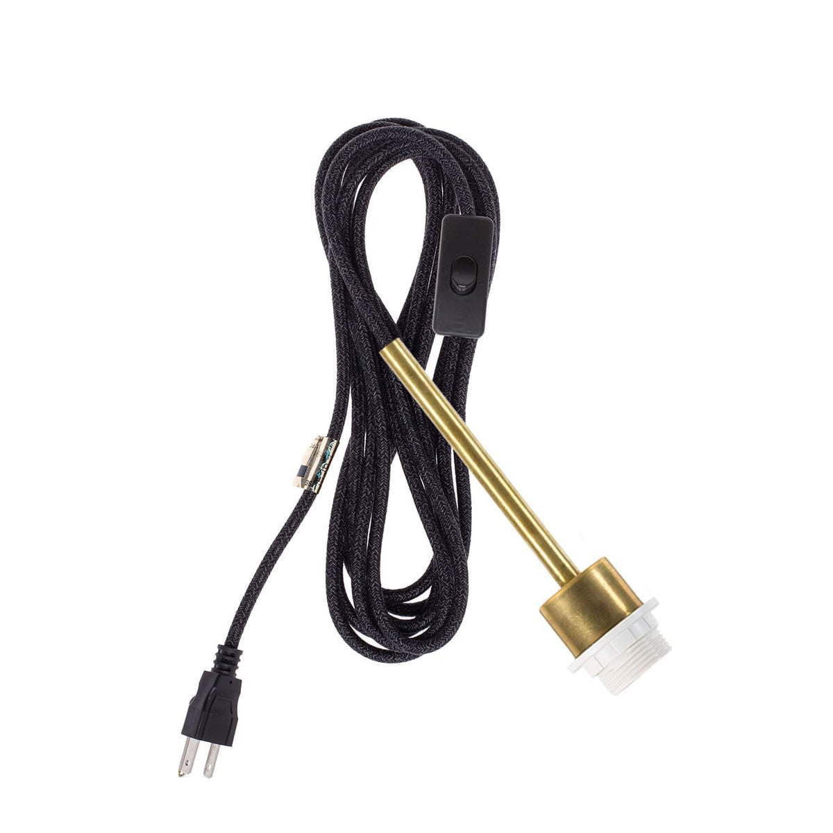 Pendulum Shade Ready Chroma Plug-In Cord Set Brass / Coal Mini Tweed (Cotton Blend)