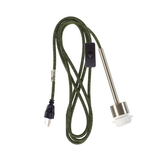 Pendulum Shade Ready Brushed Nickel Chroma Plug-In Cord Set Avocado Mini Tweed (Cotton Blend)