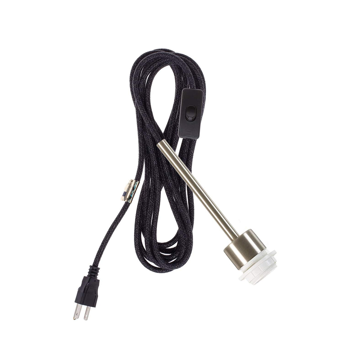 Pendulum Shade Ready Chroma Plug-In Cord Set Brushed Nickel / Coal Mini Tweed (Cotton Blend)