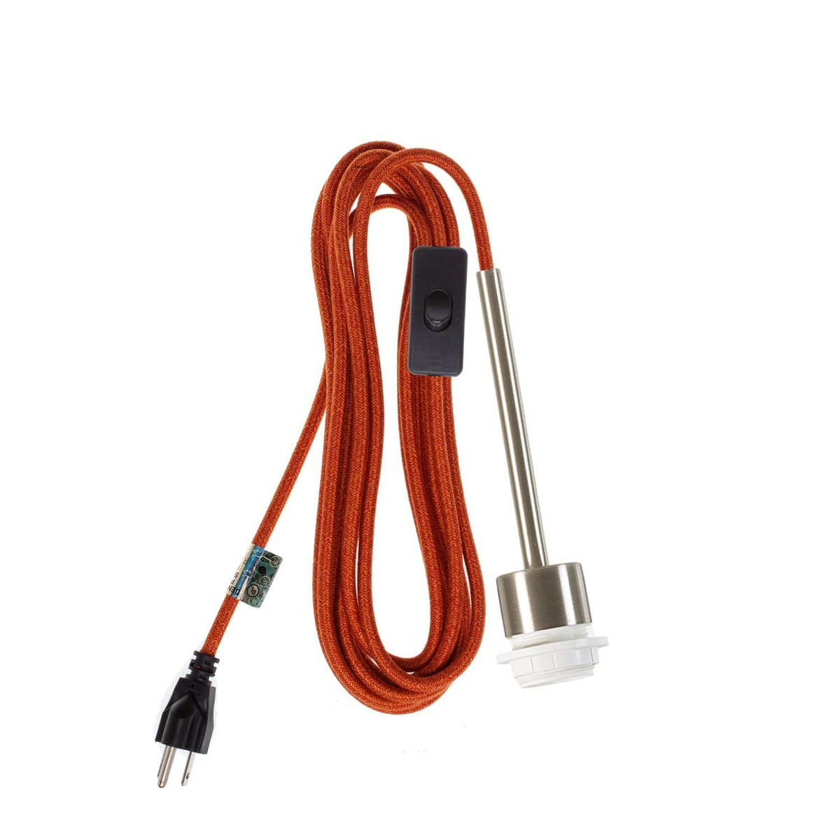 Pendulum Shade Ready Chroma Plug-In Cord Set Brushed Nickel / Mod Orange Mini Tweed (Cotton Blend)