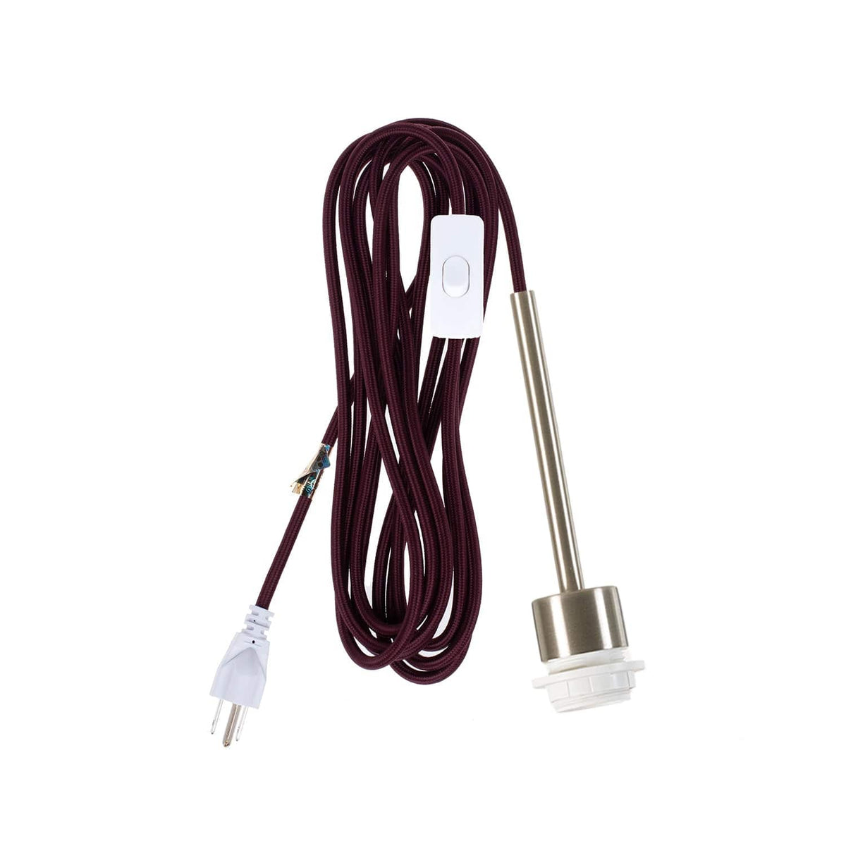 Pendulum Shade Ready Chroma Plug-In Cord Set Brushed Nickel / Oxblood