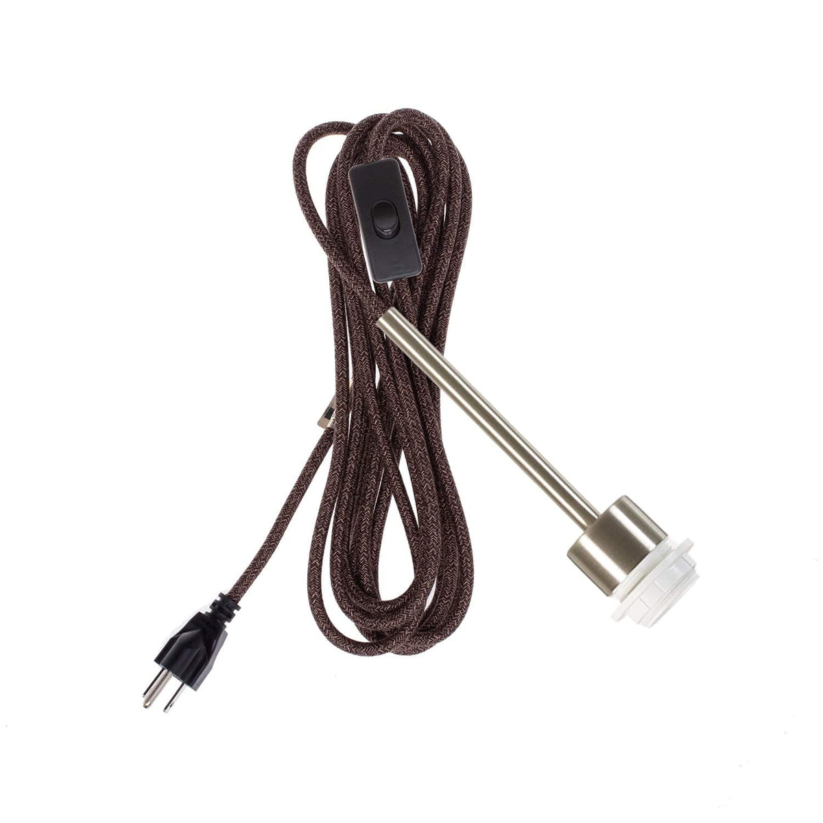Pendulum Shade Ready Chroma Plug-In Cord Set Brushed Nickel / Stout Mini Tweed (Cotton Blend)
