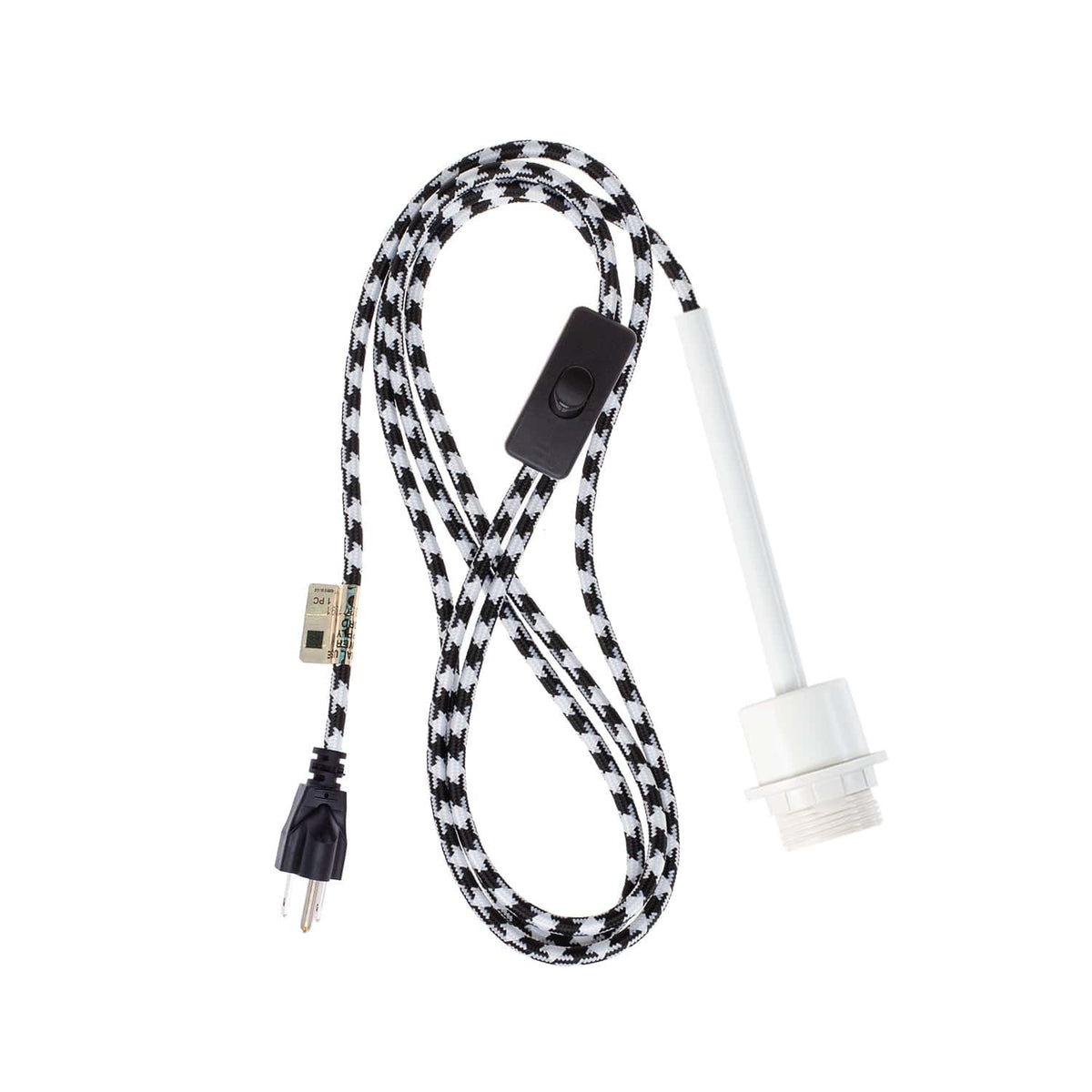 Pendulum Shade Ready Chroma Plug-In Cord Set White / Black and White Houndstooth