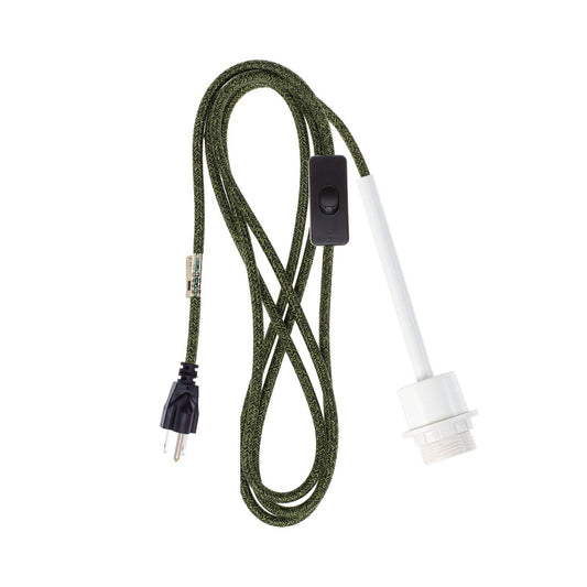 Pendulum Shade Ready White Chroma Plug-In Cord Set Avocado Mini Tweed (Cotton Blend)