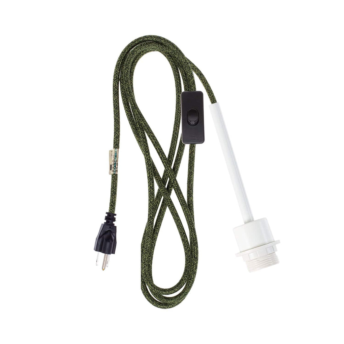 Pendulum Shade Ready Chroma Plug-In Cord Set White / Avocado Mini Tweed (Cotton Blend)