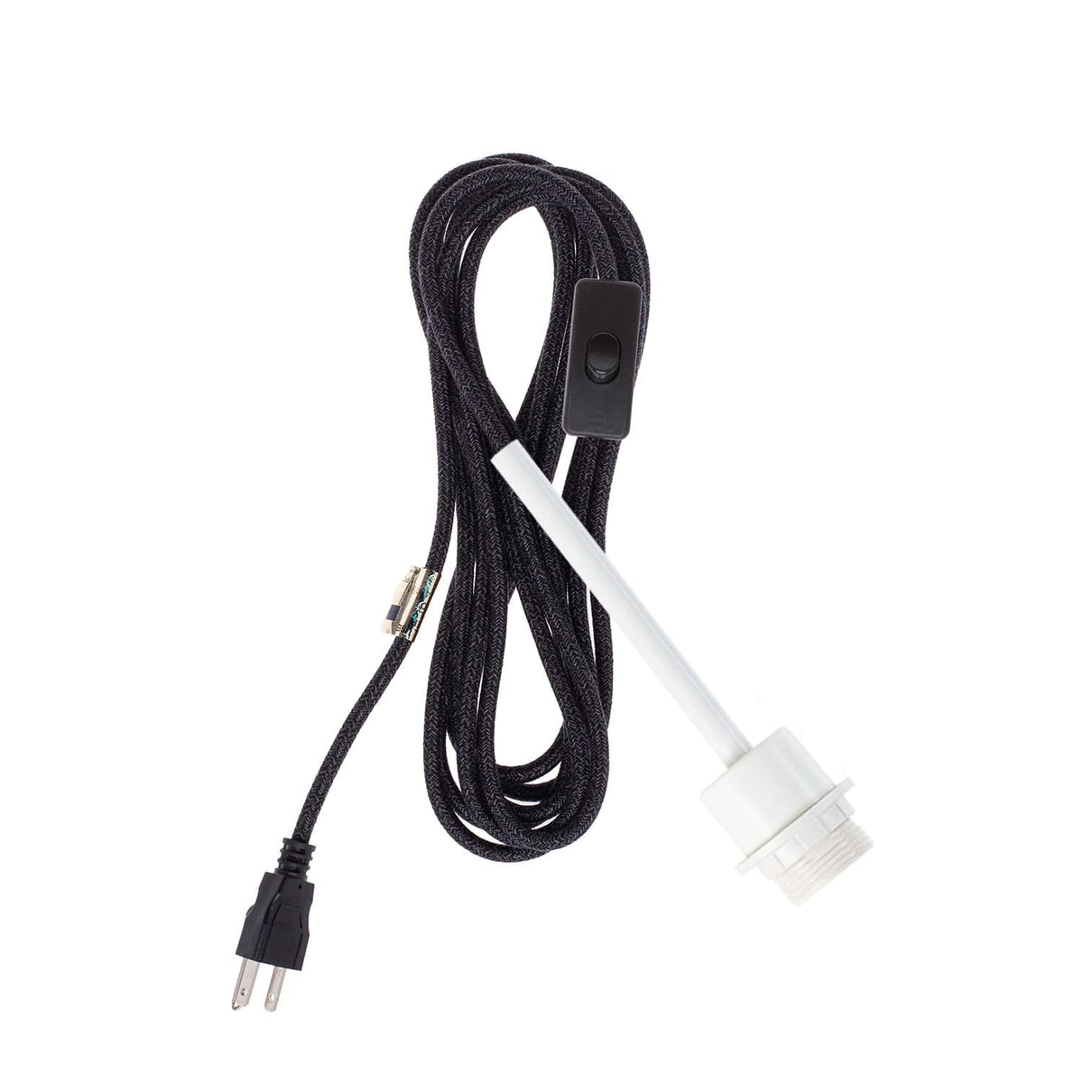 Pendulum Shade Ready Chroma Plug-In Cord Set White / Coal Mini Tweed (Cotton Blend)