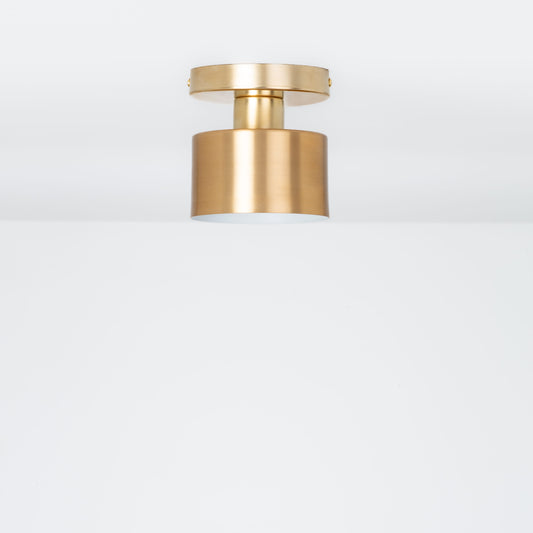 Puck Shade Button Flush Mount Solid Raw Brass