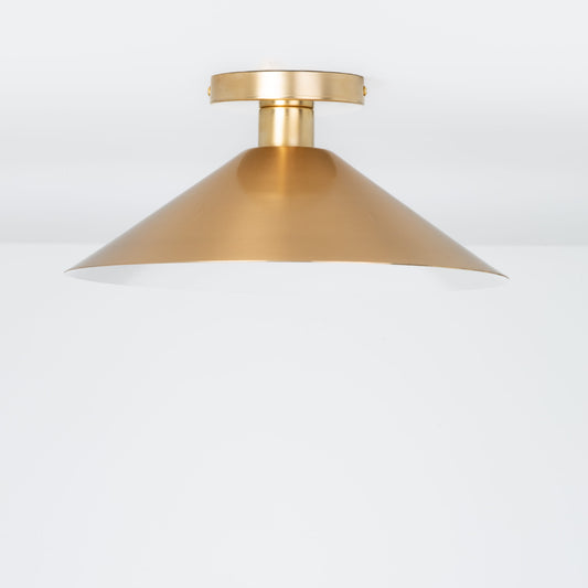 Slope Shade Button Flush Mount Solid Raw Brass