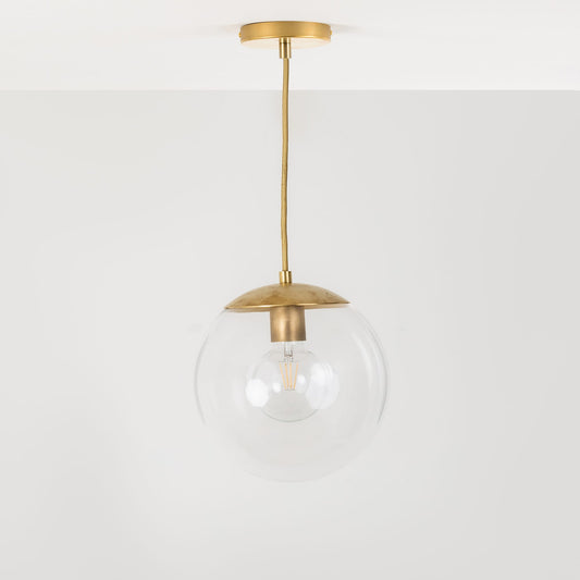 Mod Glass Globe Ceiling Pendant - 10inch Raw Brass / Clear