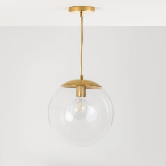 Mod Glass Globe Ceiling Pendant - 12inch Raw Brass / Clear