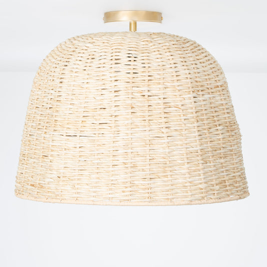 Post Dome Basket Shade Flush Mount Pendant 2 Inch / Raw Brass