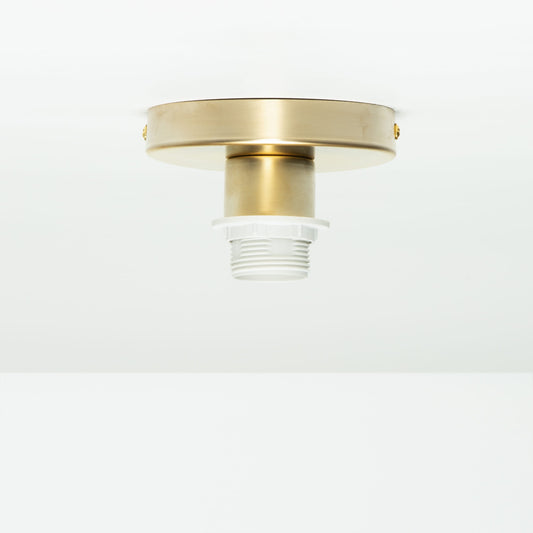 Shade-Ready Button Flush Mount Solid Raw Brass