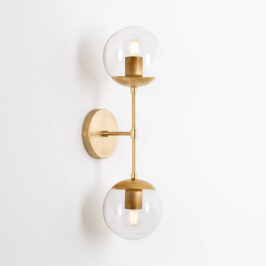 Mod Glass Globe Duo Light Solid Raw Brass / Clear / Medium