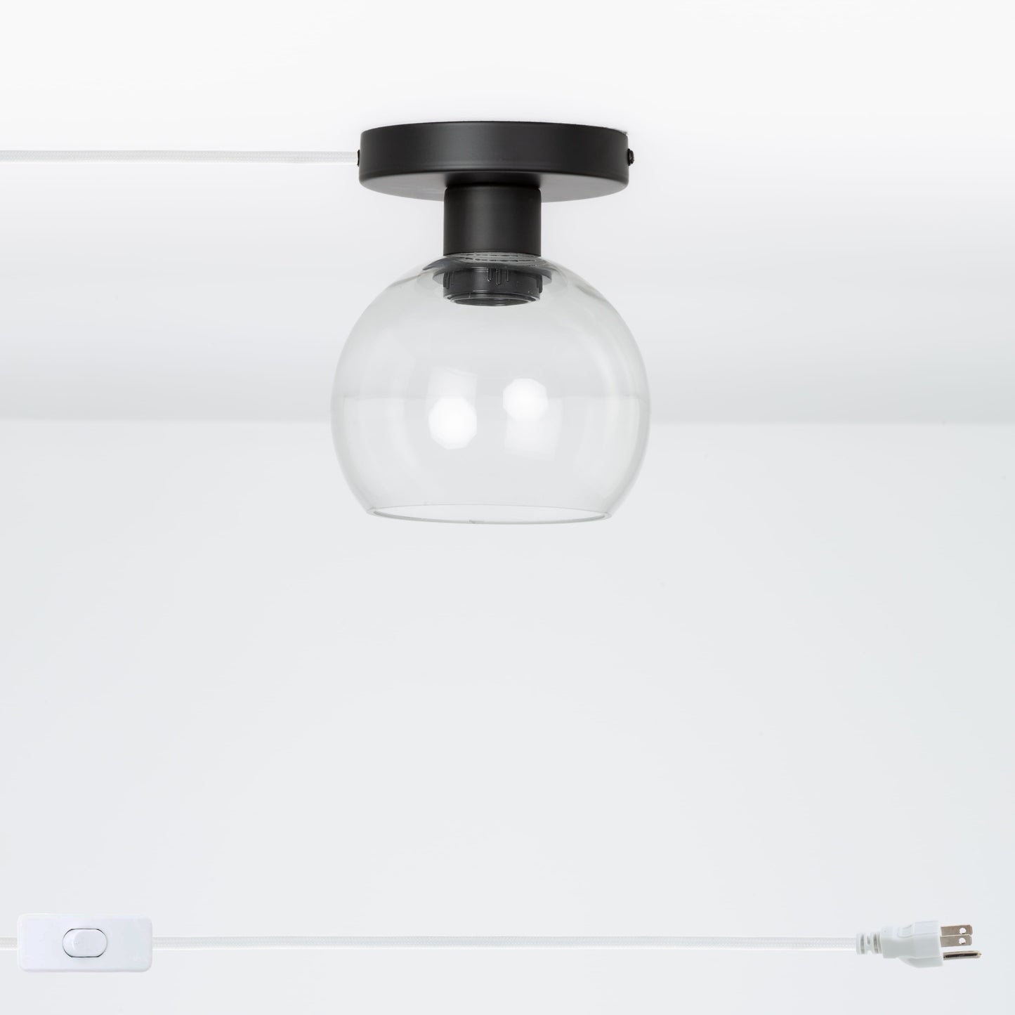 Glass Globe Button Plug-In Flush Mount - 6inch