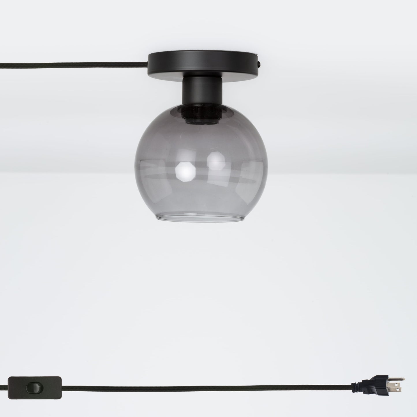 Glass Globe Button Plug-In Flush Mount - 6inch