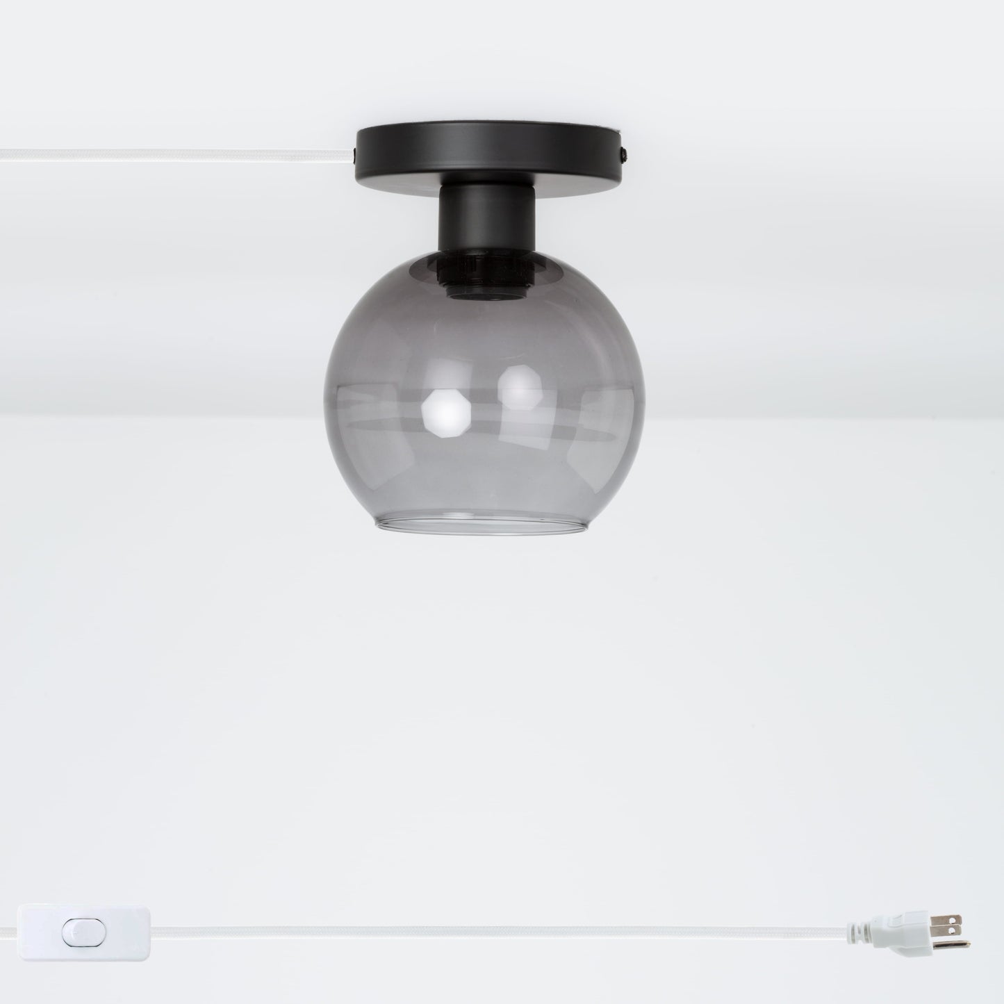 Glass Globe Button Plug-In Flush Mount - 6inch