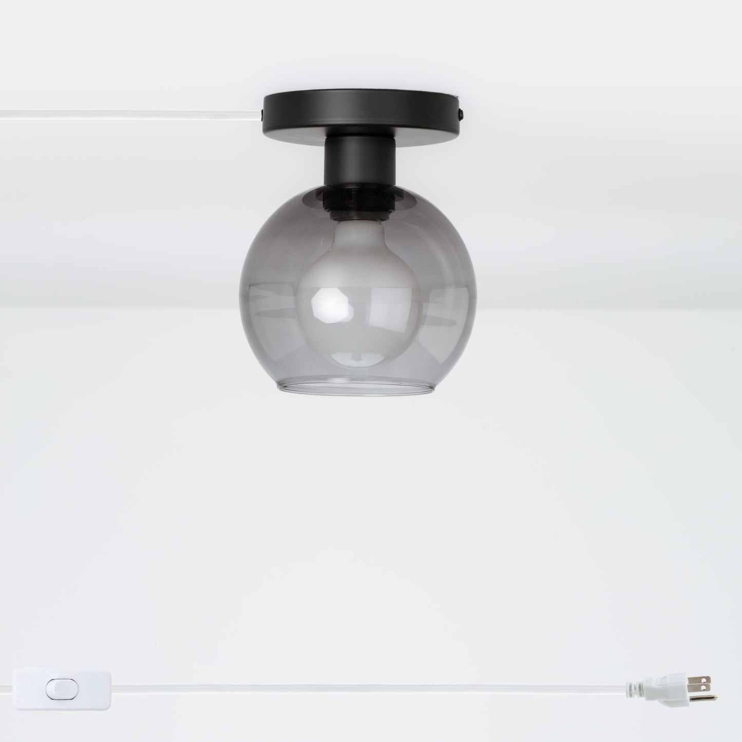 Glass Globe Button Plug-In Flush Mount - 6inch