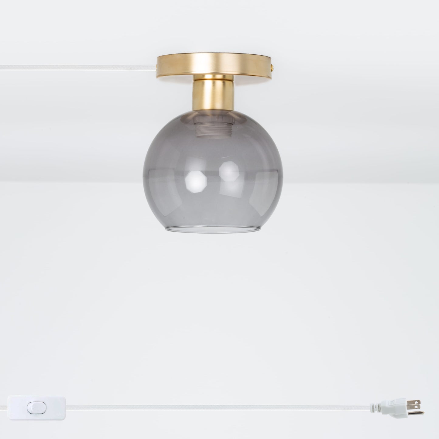 Glass Globe Button Plug-In Flush Mount - 6inch