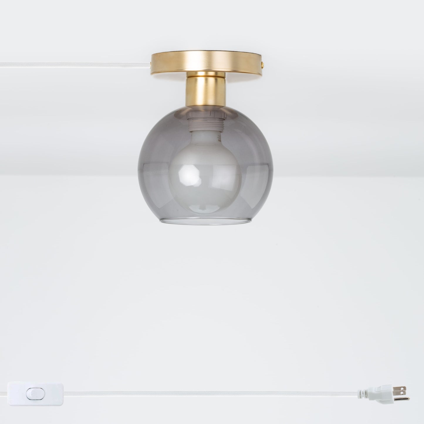 Glass Globe Button Plug-In Flush Mount - 6inch