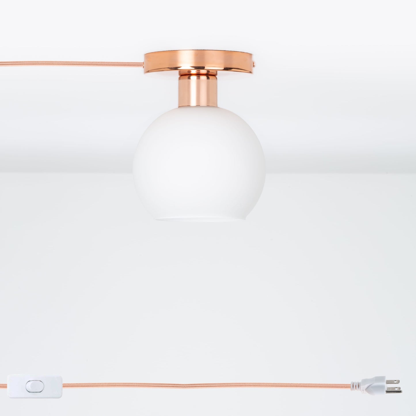 Glass Globe Button Plug-In Flush Mount - 6inch