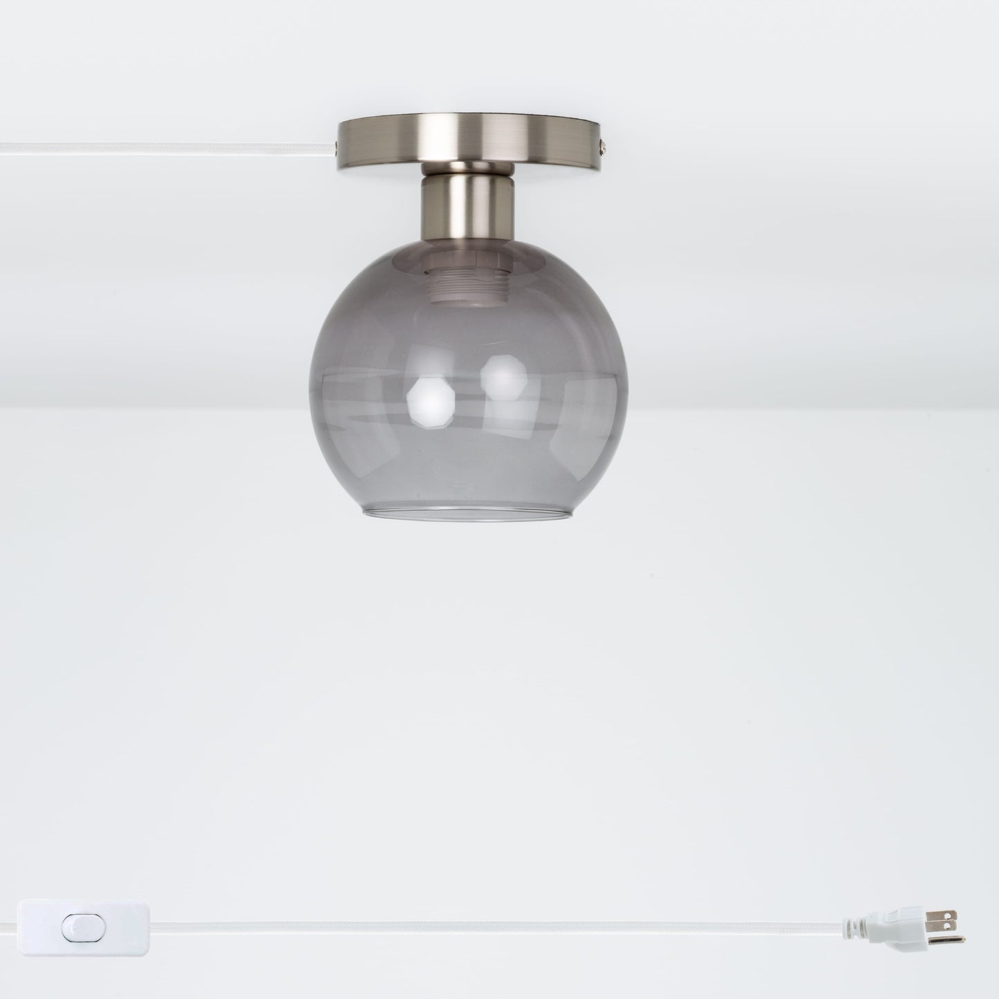 Glass Globe Button Plug-In Flush Mount - 6inch