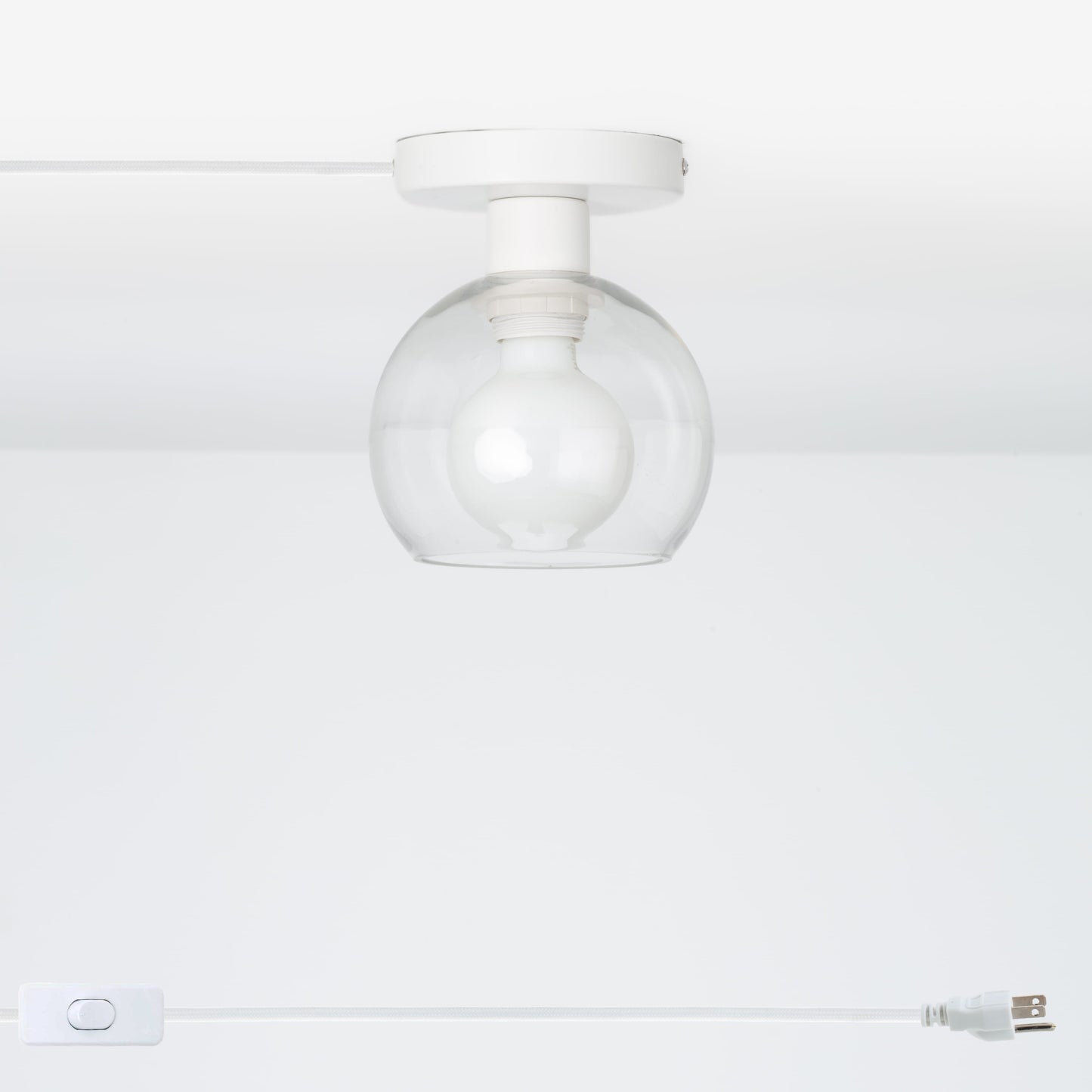 Glass Globe Button Plug-In Flush Mount - 6inch