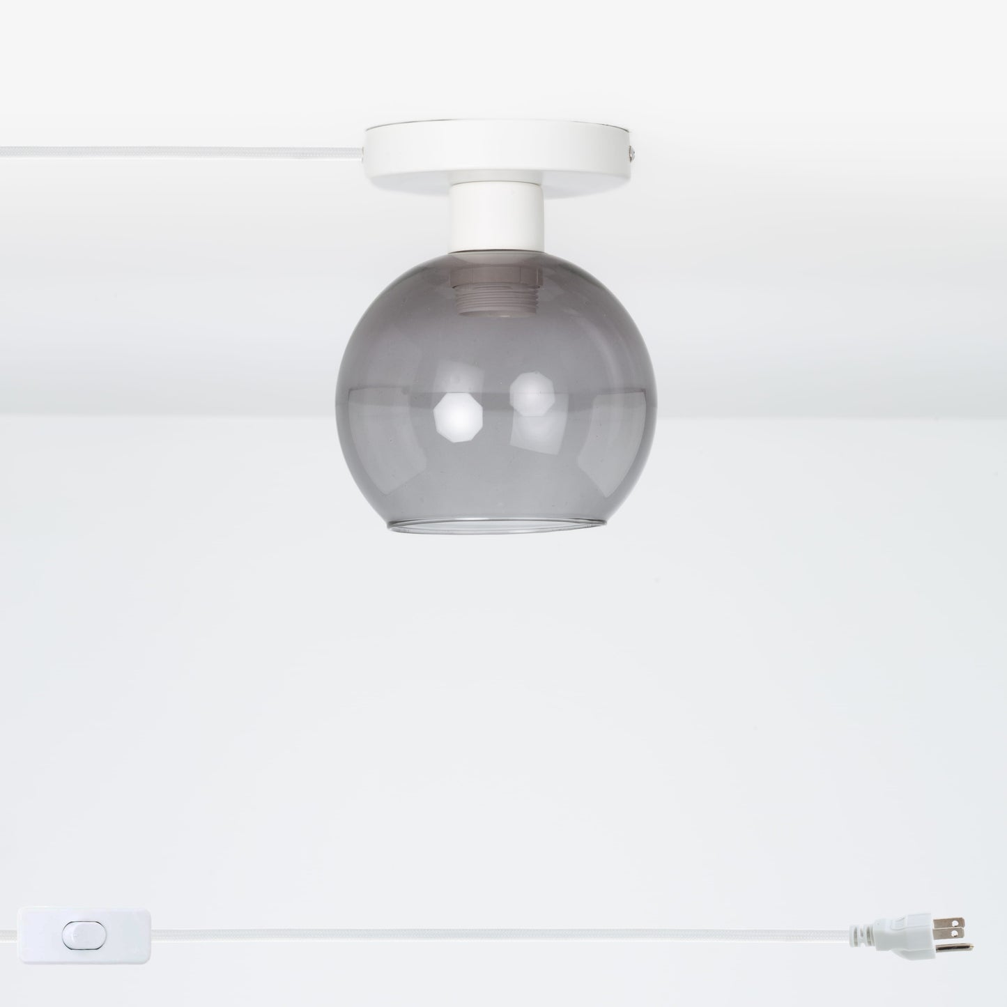 Glass Globe Button Plug-In Flush Mount - 6inch