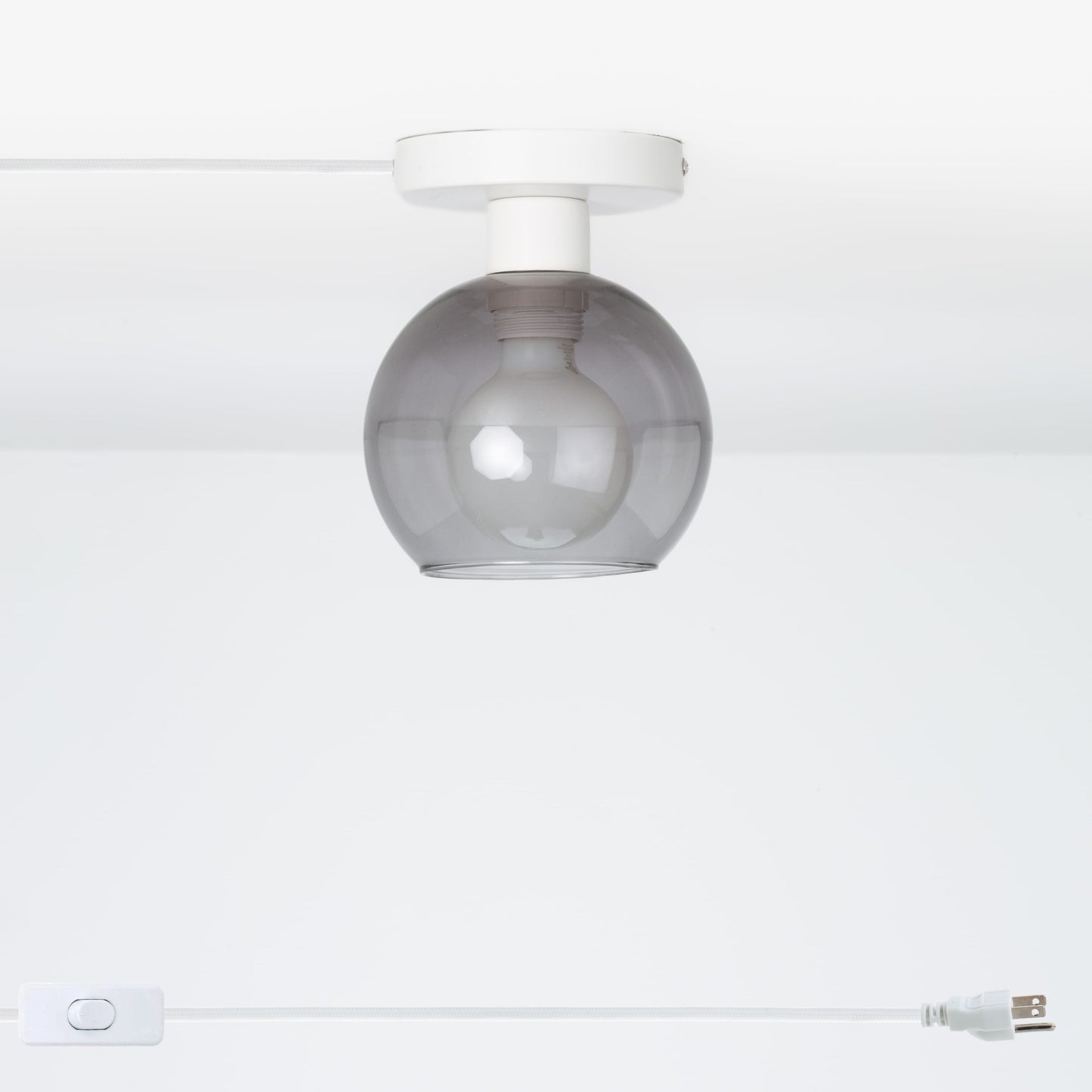 Glass Globe Button Plug-In Flush Mount - 6inch