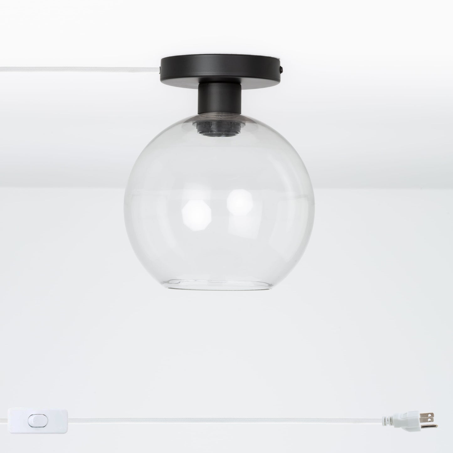 Glass Globe Button Plug-In Flush Mount - 8inch