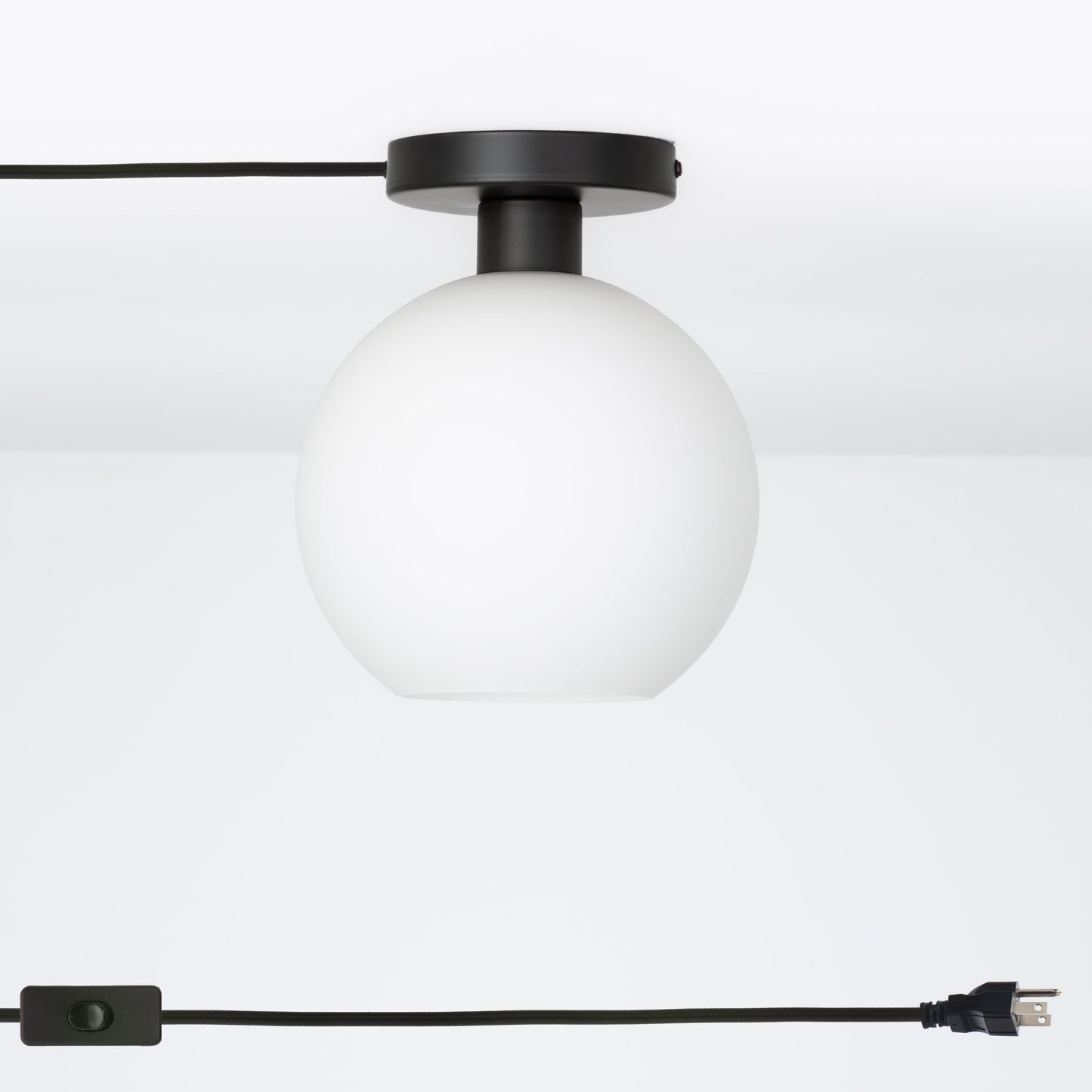 Glass Globe Button Plug-In Flush Mount - 8inch