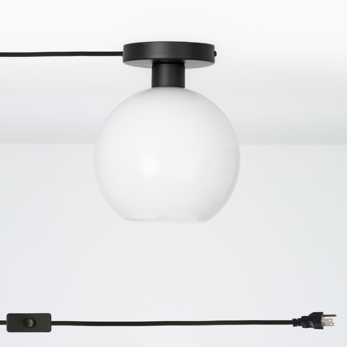 Glass Globe Button Plug-In Flush Mount - 8inch