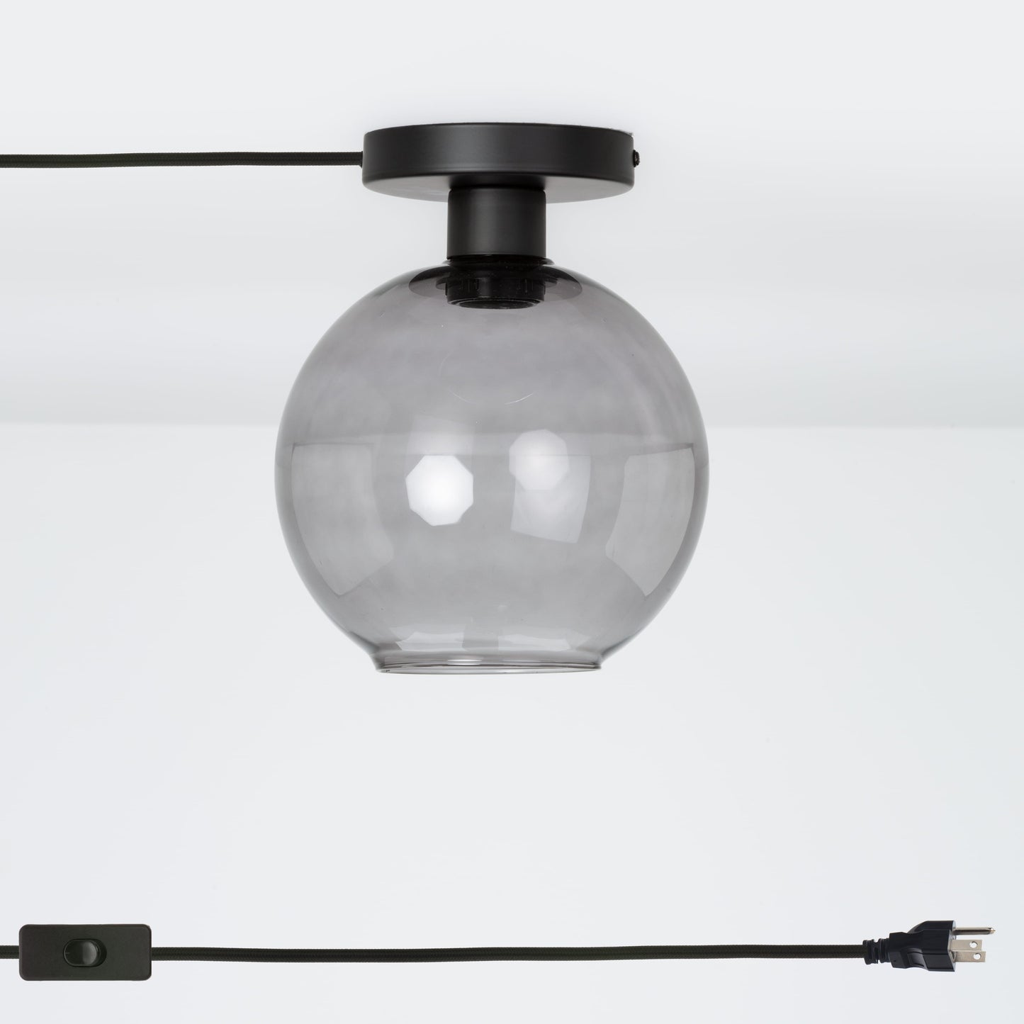 Glass Globe Button Plug-In Flush Mount - 8inch