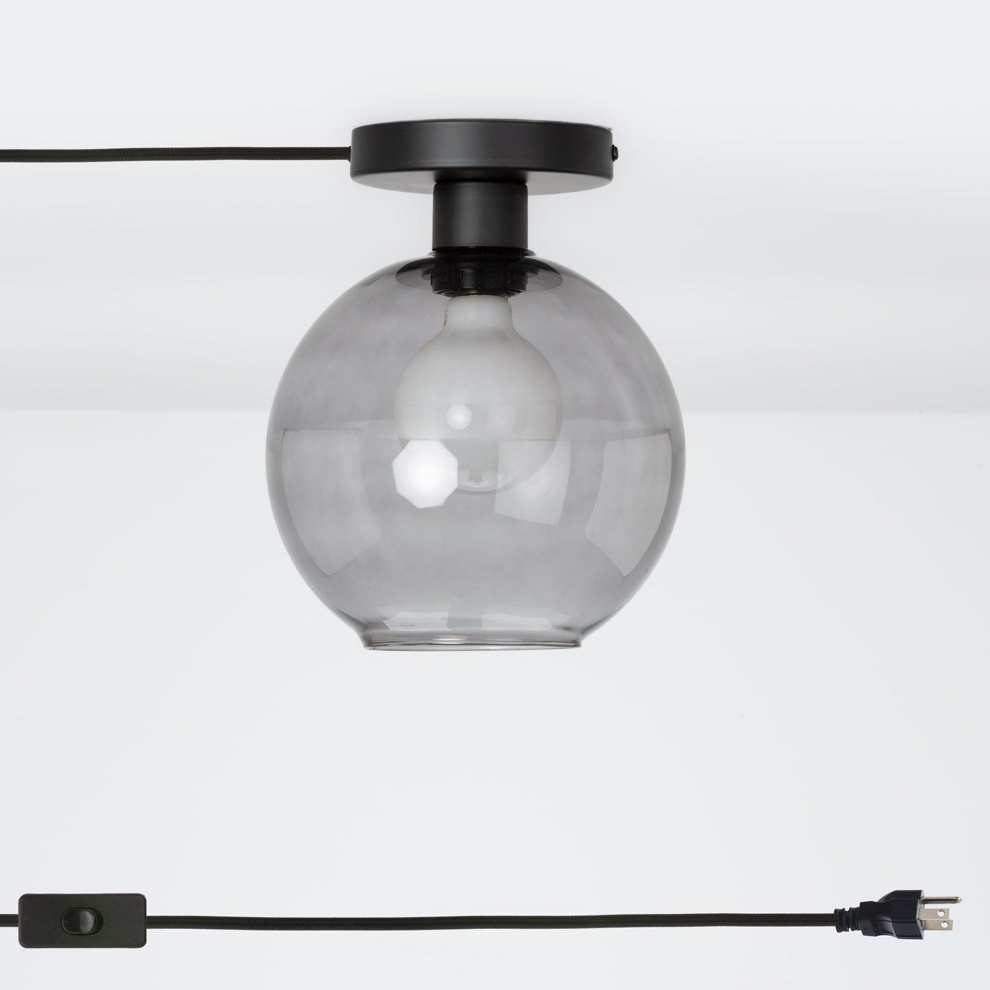 Glass Globe Button Plug-In Flush Mount - 8inch