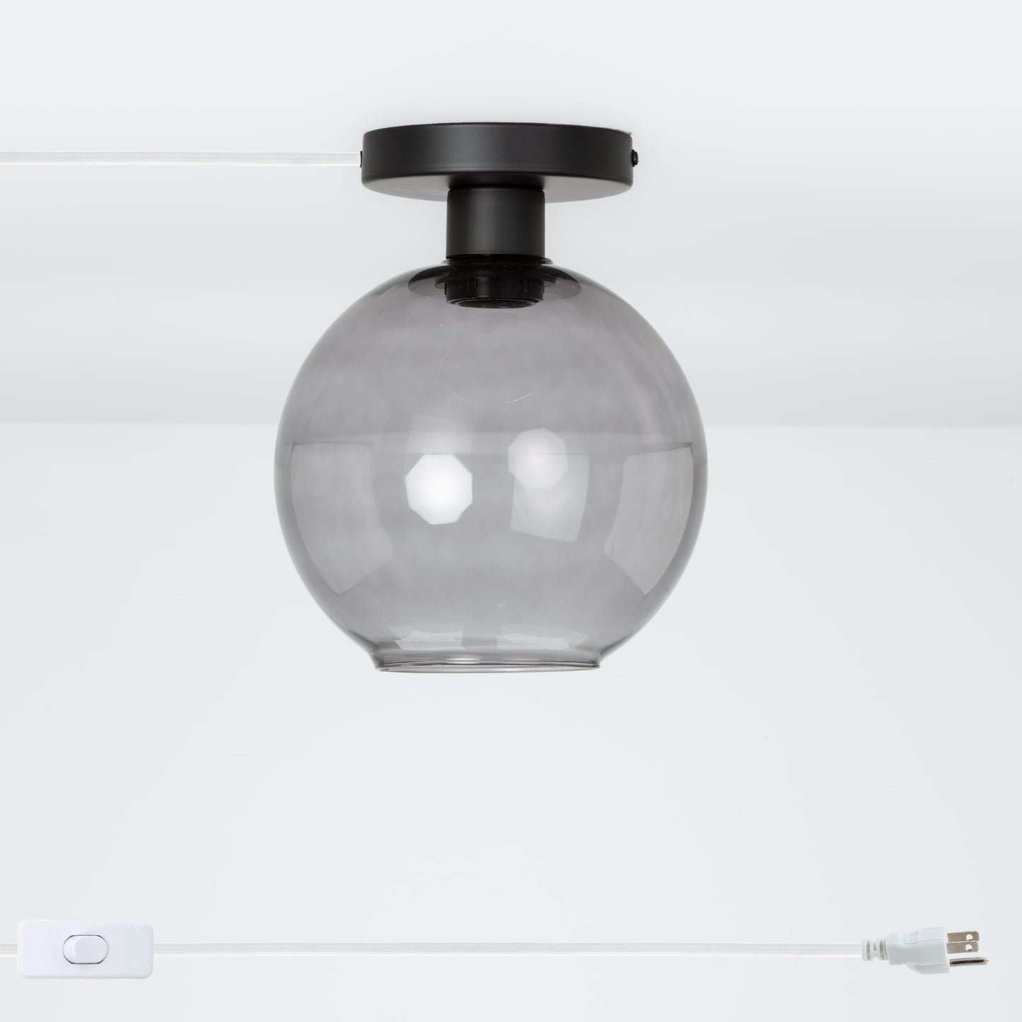 Glass Globe Button Plug-In Flush Mount - 8inch