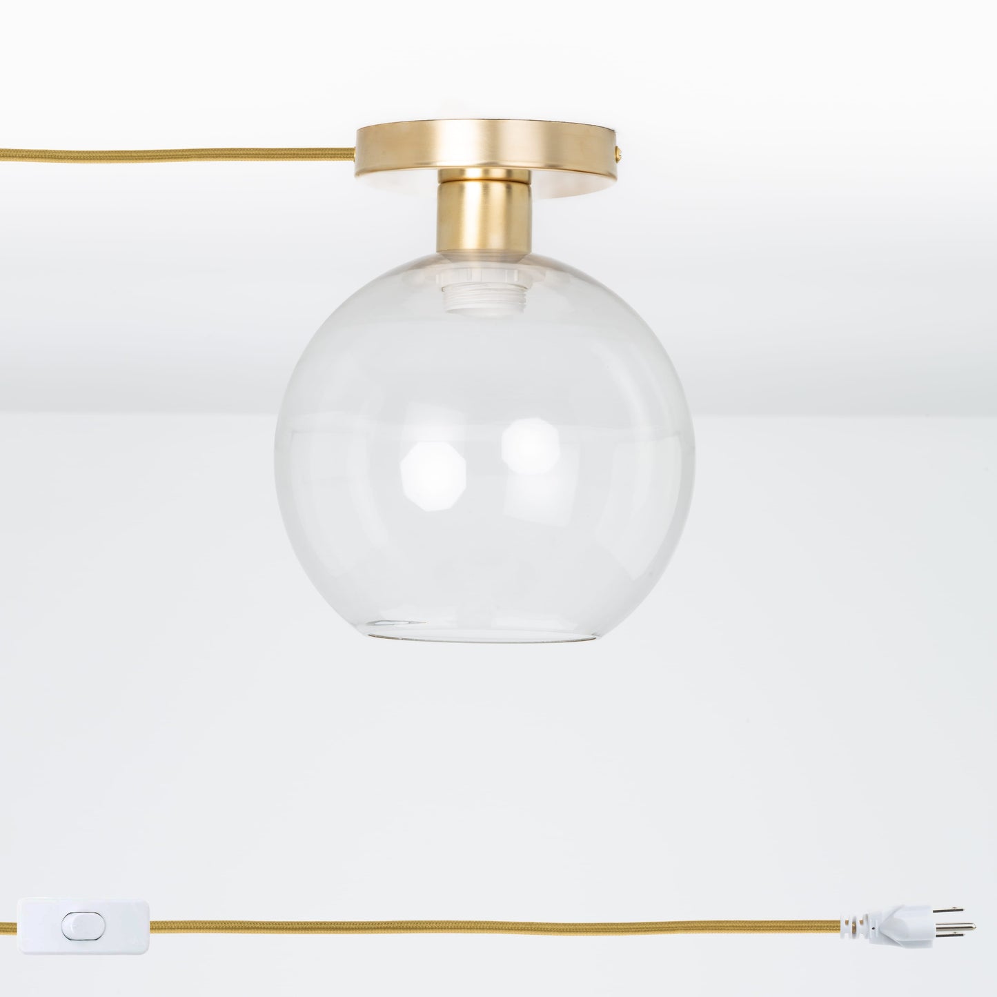 Glass Globe Button Plug-In Flush Mount - 8inch
