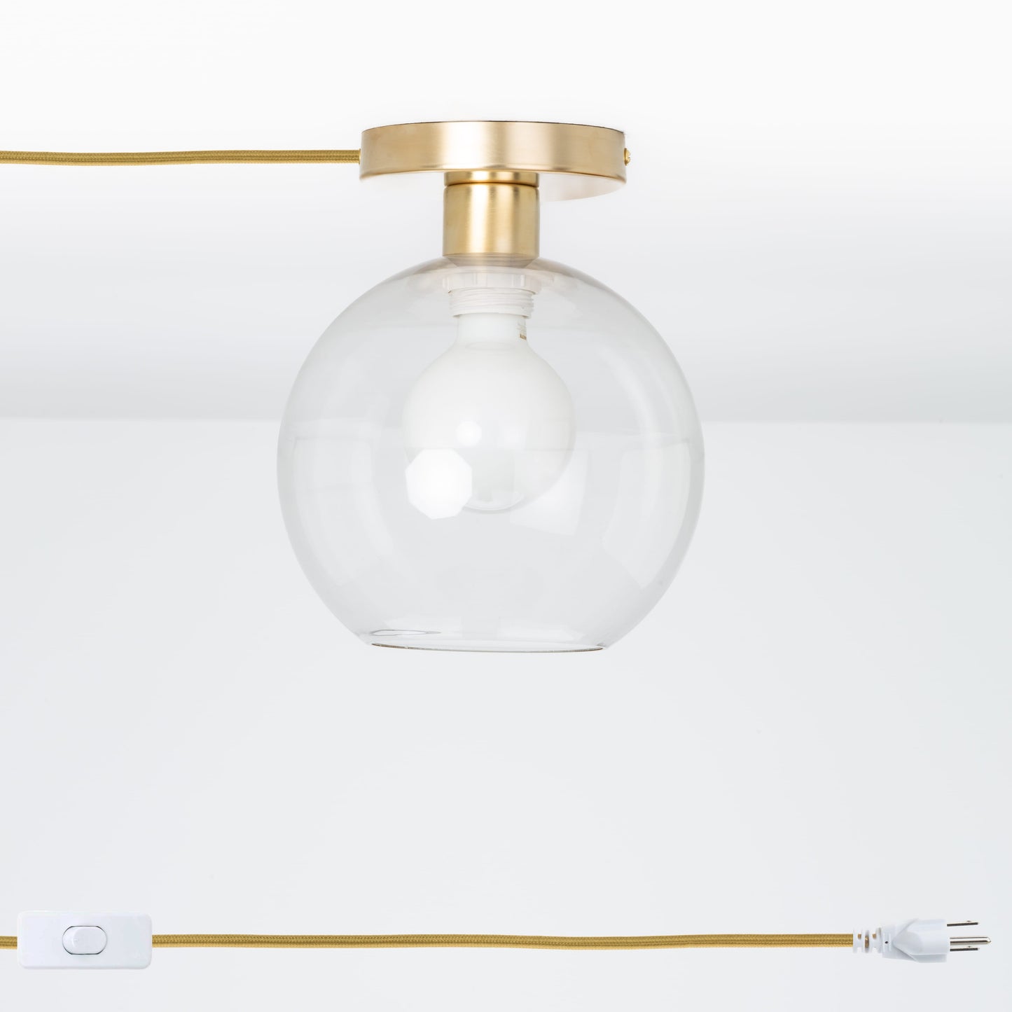 Glass Globe Button Plug-In Flush Mount - 8inch