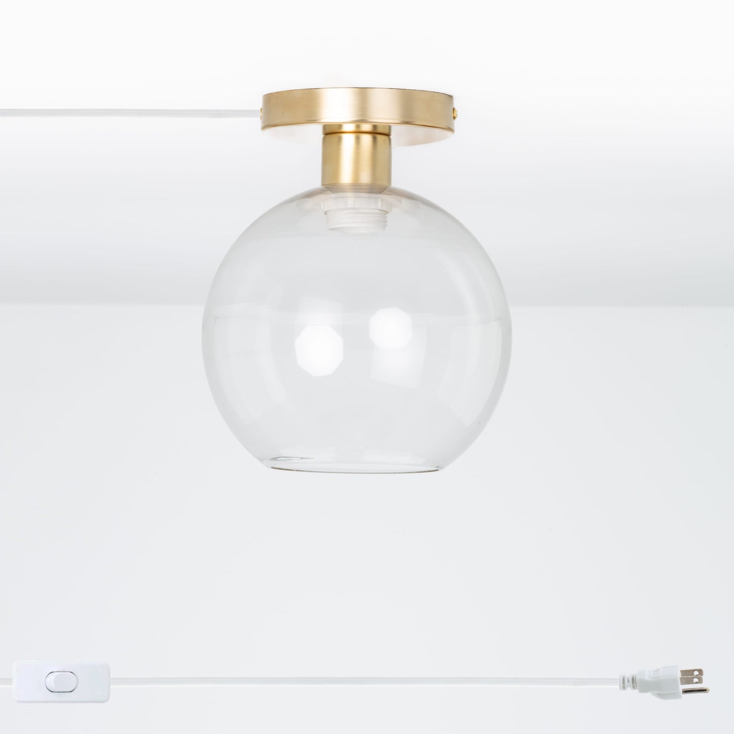 Glass Globe Button Plug-In Flush Mount - 8inch