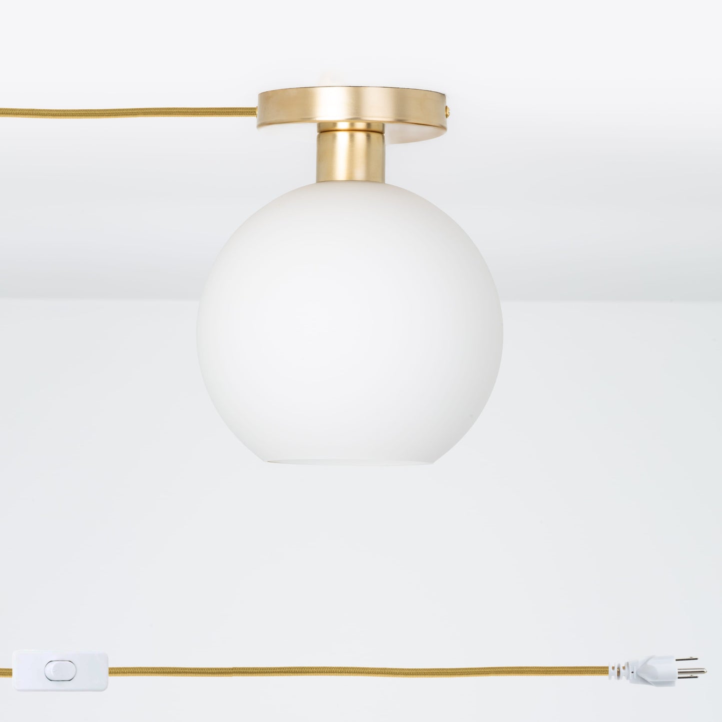 Glass Globe Button Plug-In Flush Mount - 8inch
